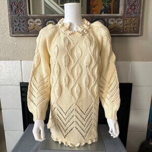Clarity Creation Women’s cream Sweater Crochet Artsy 80s VTG Medium